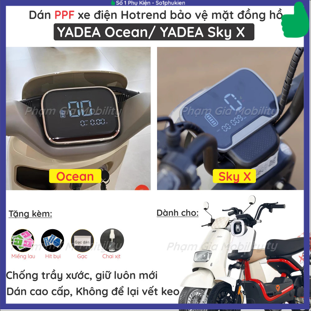 Dán PPF bảo vệ mặt đồng hồ xe máy điện YADEA OCEAN/ Sky X/ X-Bull XBull X Bull H PPF trong suốt cao 