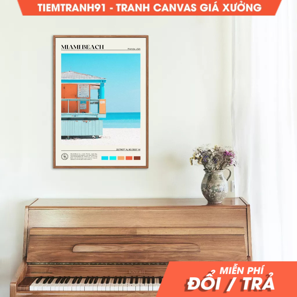 Tranh treo tường, Oil Paint, Miami Beach Art, Miami Beach Poster, Miami Beach Photo,  Miami Beach De