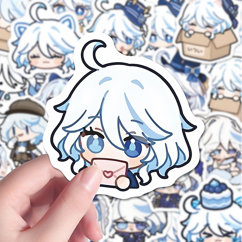 58 Miếng Sticker Chibi Thủy Thần Furina - Genshin Impact Đáng Yêu Dùng Để Dán Vali, Laptop v..v..v D