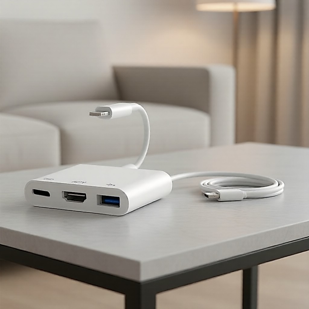 Bộ chuyển đổi OTG iPhone 3 trong 1 (Hub HDTV HD AV & Sạc USB)