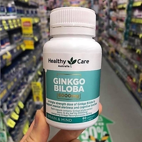 Viên uống Bổ não Ginkgo Biloba 6000mg HEALTHY CARE, 60 viên