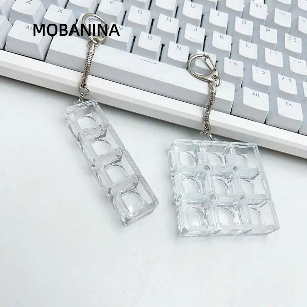 MOBANINA DIY Bàn Phím Móc Khóa, Fidget Bàn Phím Cơ Trong Suốt Switch Test, Fidget Nhựa DIY Keycap Nú