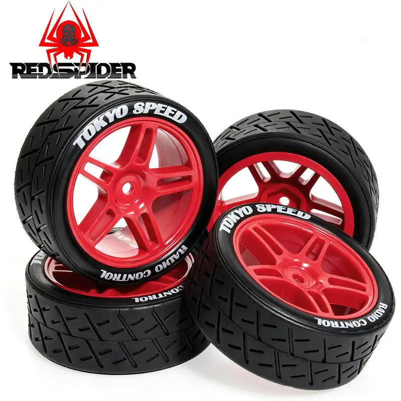 4 Bánh Xe Lốp Trôi Cứng 1 / 10 65 Mm Cho Tamiya TT01 TT02 XV01 PTG-2 Kyosho HPI HSP RC Drift Car On 