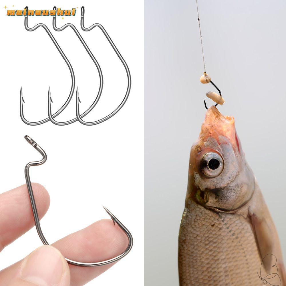 MAINAUSHUI 10 Chiếc Móc Cá Quay Rộng Offset Thép Gai Anzuelos Softjerk Worm Hook