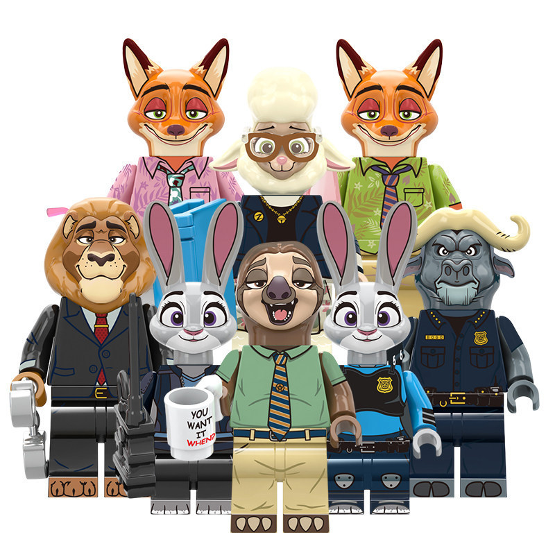 RT8022 Crazy Zoo Judy Nick Lightning Sheep Cow Lion Thích hợp cho Lego Khối xây dựng Minifigure Đồ c