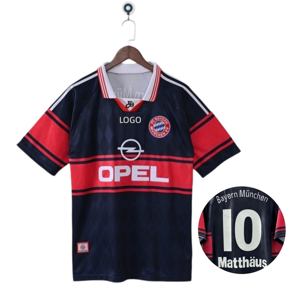 1997 / 99 Bayern Munich Phiên bản cổ điển Áo bóng đá sân nhà Áo thun nam tay ngắn #10 MATTHAUS