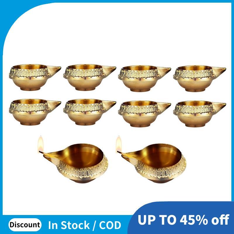 Kim loại hợp kim cho đèn dầu trang trí Diwali 10 chiếc Kuber Diya cho Diwali Diya Vilakku cho Puja P