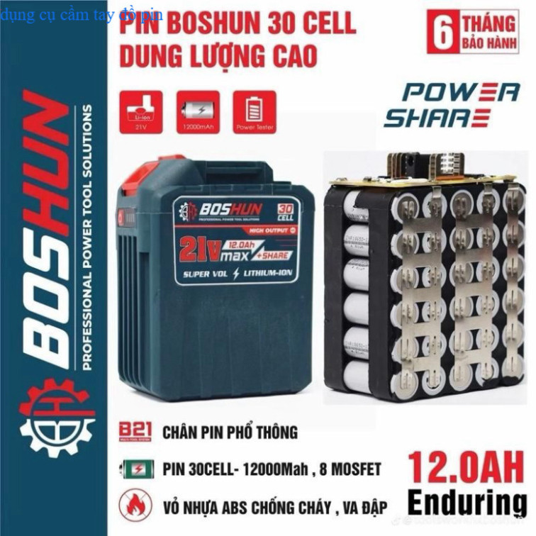 Pin 30 Cell Chính Hãng Boshun Dung Lượng Cao Mạch 8 mosfet - chân pin phổ thông makita - = DỤNG CỤ C