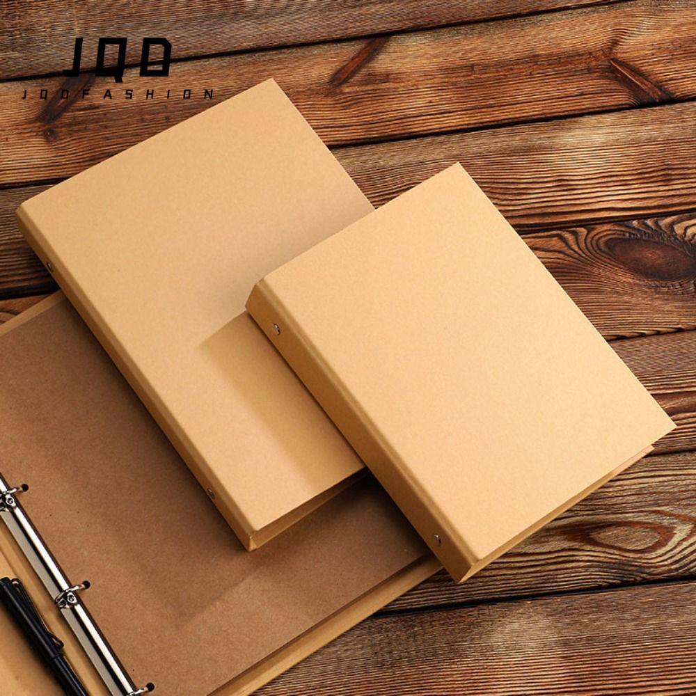 JQD Kraft Paper Binder Cover, A5 B5 A4 Vintage Binder File Clip, Kraft Paper File Folders
