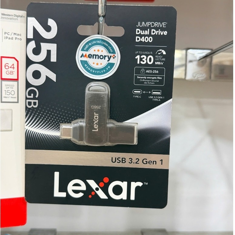 USB Lexar JumpDrive Dual D400 3.2 Type A + Type C - 256GB - Bảo hành 5 năm chính hãng