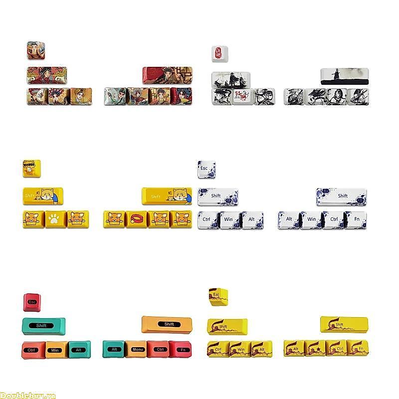 Doublebuy 10 Phím OEM R1 SHIFT ESC Keycaps Lớn Cho Key PBT Phong Cách Trung Quốc Nhuộm Subbed Keycap