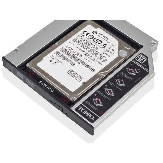 [HCM]Caddy bay 12.7mm (dày) khay lắp thêm ổ cứng thứ 2 cho laptop - Chất liệu nhôm