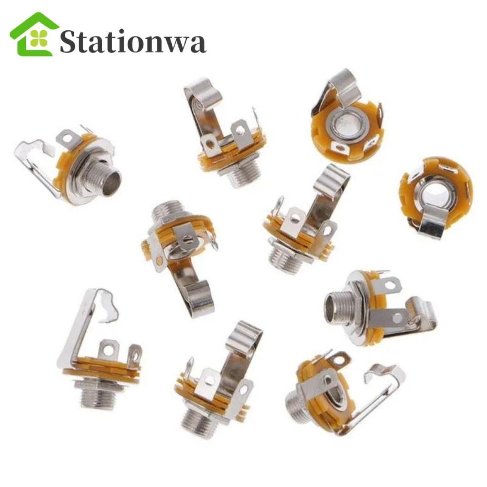 STATIONWA 10 Chiếc Đàn Guitar Mono Jack Ổ Cắm, Ổ Cắm Chrome Đai Ốc Đàn Guitar Điện Đầu Vào Jack, Máy