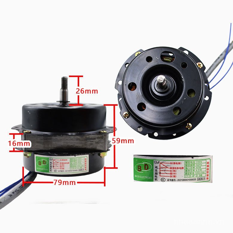YYHS-40 Quạt Thông Gió Động Cơ Yuba Động Cơ Một Chiều Ngược Quạt Xả Động Cơ Phụ Kiện 40cm Đồng Nguyê