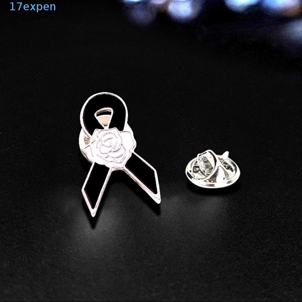EXPEN Đen Ruy Băng Pin, Nhận Thức Ve Áo Pin Tang Lễ Ruy Băng Huy Hiệu Trâm Cài, Men Trắng Đơn Giản Đ