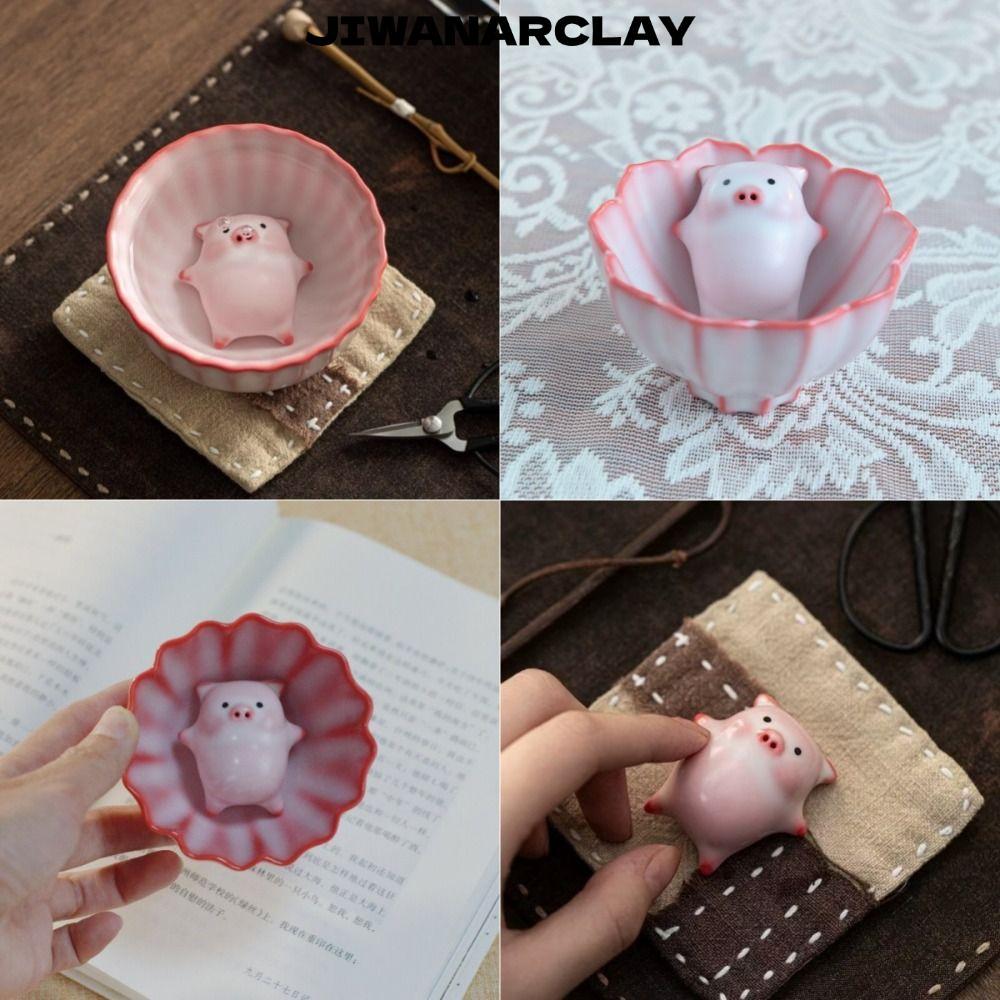 JIWANARCLAY Pig Spit Bubbles Cup, Cốc trà gốm hoạt hình gốm sứ dung tích 110 / 120 / 160 / 170ML, có