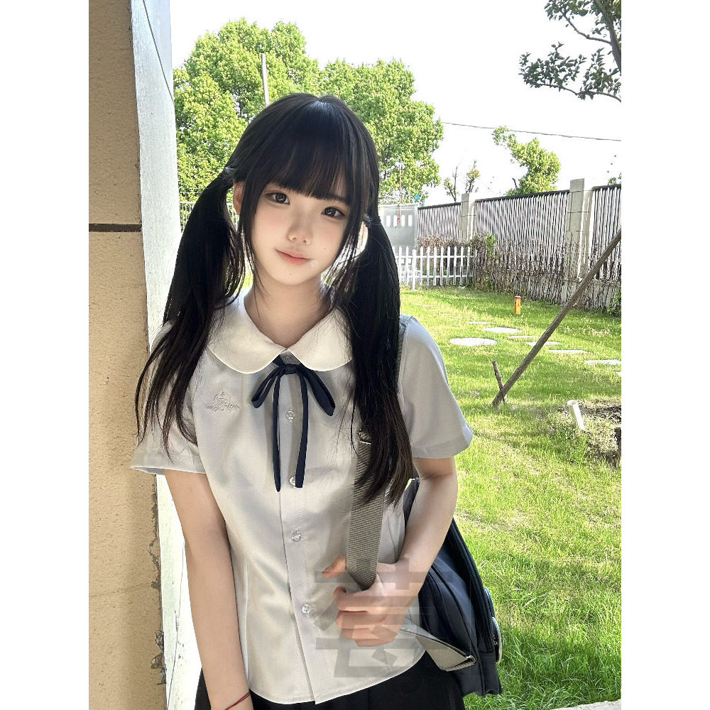 [Bản gốc] Ono Academy / Berry Meow jk Áo sơ mi ngắn tay jk Bộ đồ đồng phục Áo sơ mi hẹp Màu xanh Hồn