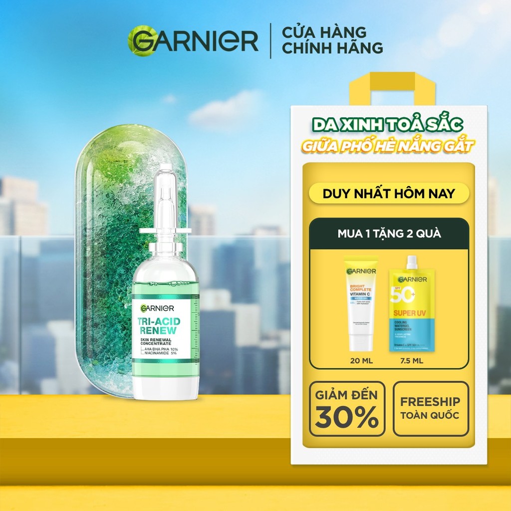 Serum Tri-Acid Garnier thế hệ mới 15% [PHA,AHA BHA ,NIACINAMIDE] giúp da trông sáng hơn láng hơn khỏ
