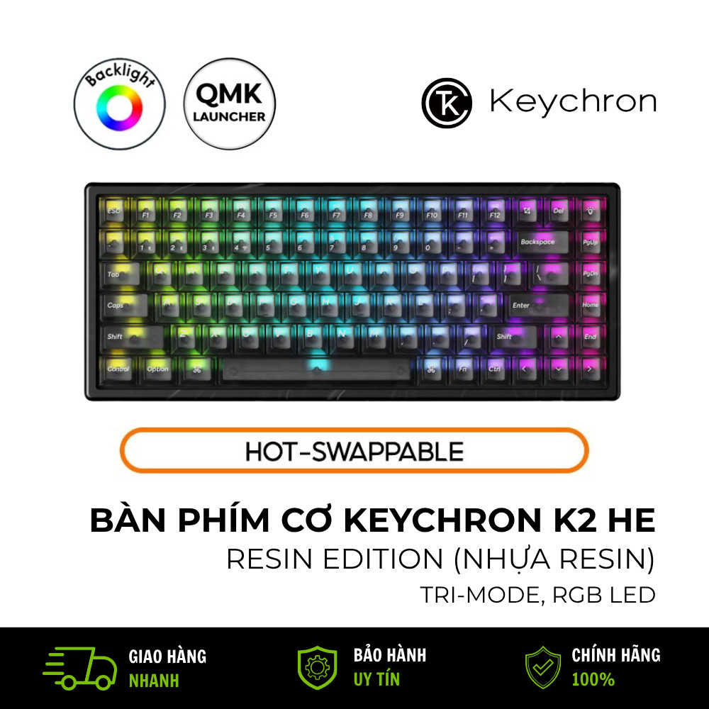 Bàn Phím Cơ Keychron K2 HE Resin Edition Wireless Magnetic Switch 1000Hz Polling Rate