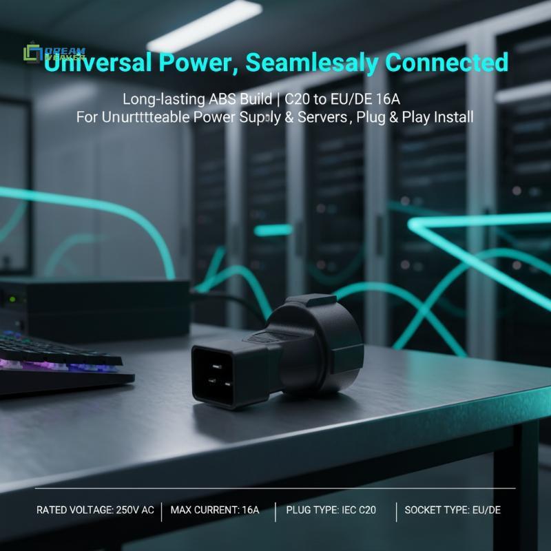 [Dream Weaver] Bộ chuyển đổi phích cắm châu Âu IEC320 C20 sang EU Power Soet 3Pin cho UPS PDU Cyber 
