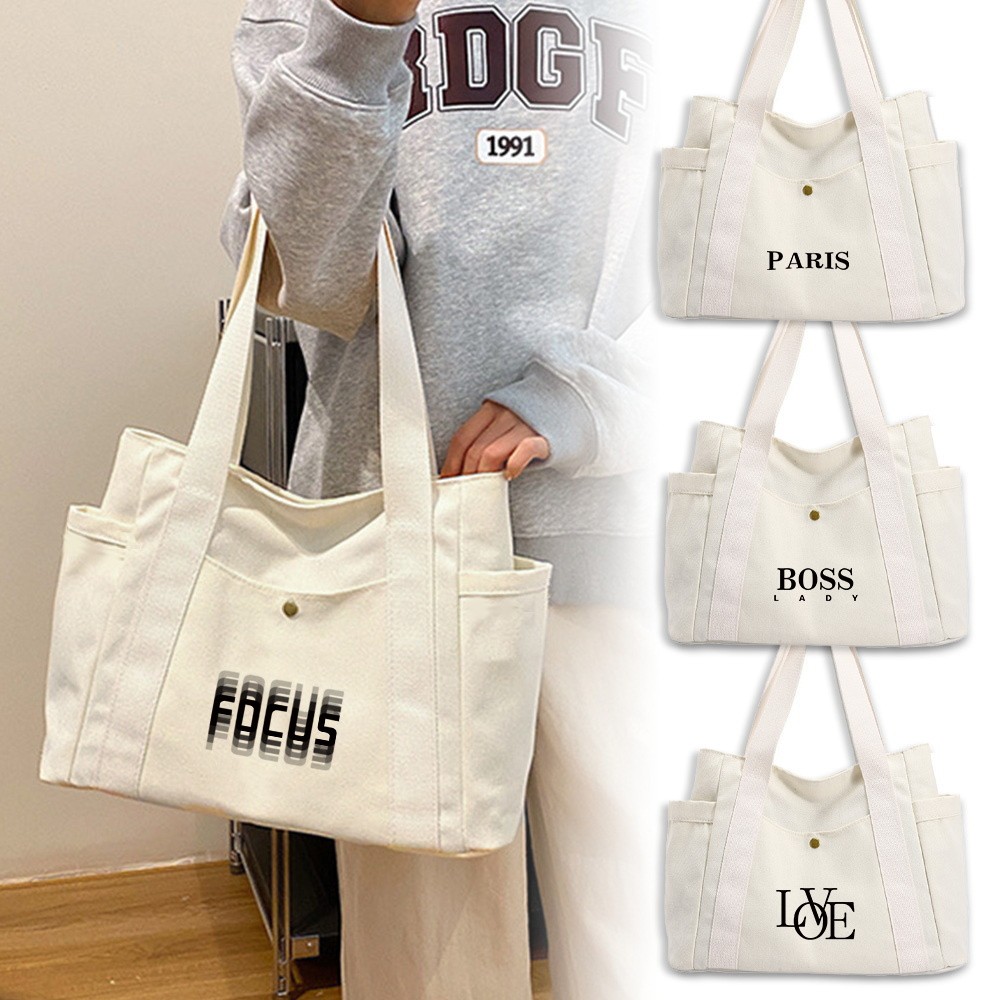 HOT Zipper Bag Multi Canvas Large Handbag Large Handbag Simple Shoulder HandbagMessage Series