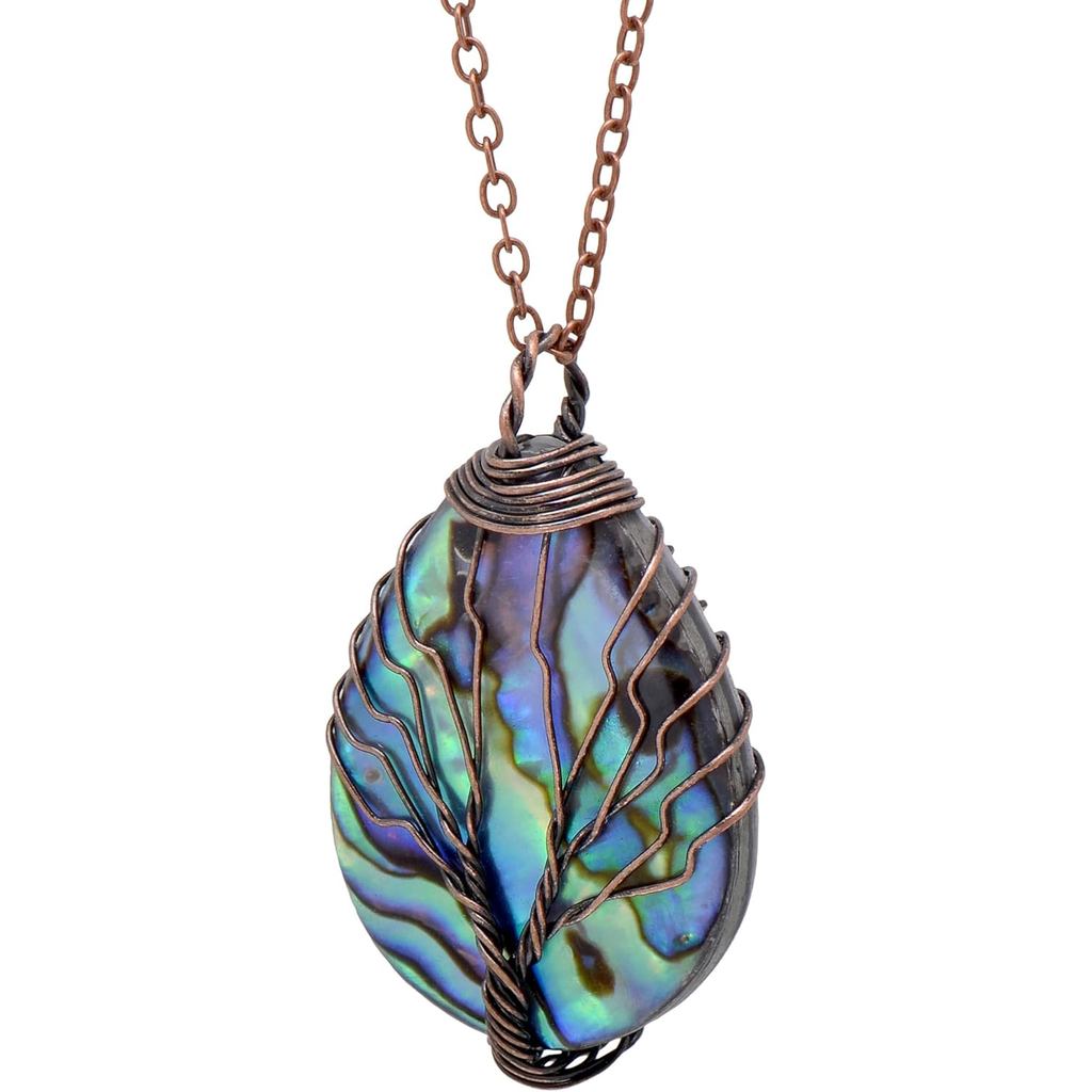 Joseph Brothers 1.5 "Vỏ bào ngư quấn tay Tree of Life Mặt Vòng cổ cho nữ