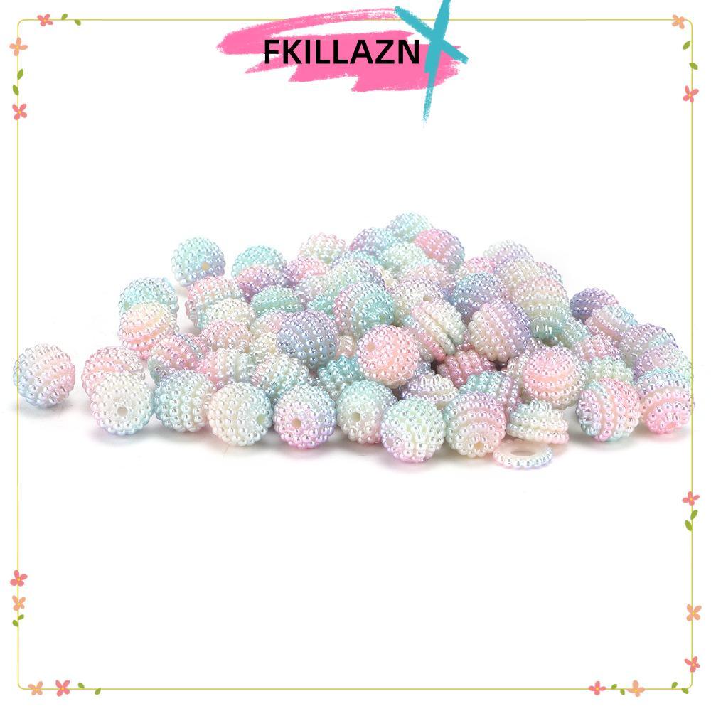 CKILLK 200 viên Hạt Bong Bóng 10mm, màu Gradient, có lỗ, nhựa resin phủ ngọc trai, hạt lớn làm vòng 