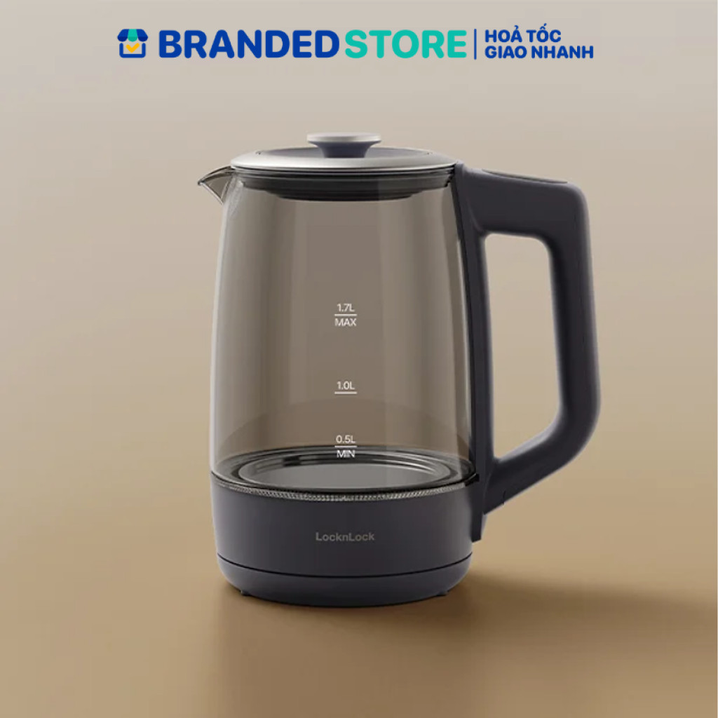 Ấm đun siêu tốc 5 mức nhiệt LocknLock Smart glow glass electric kettle 1.7L EJK276GRY