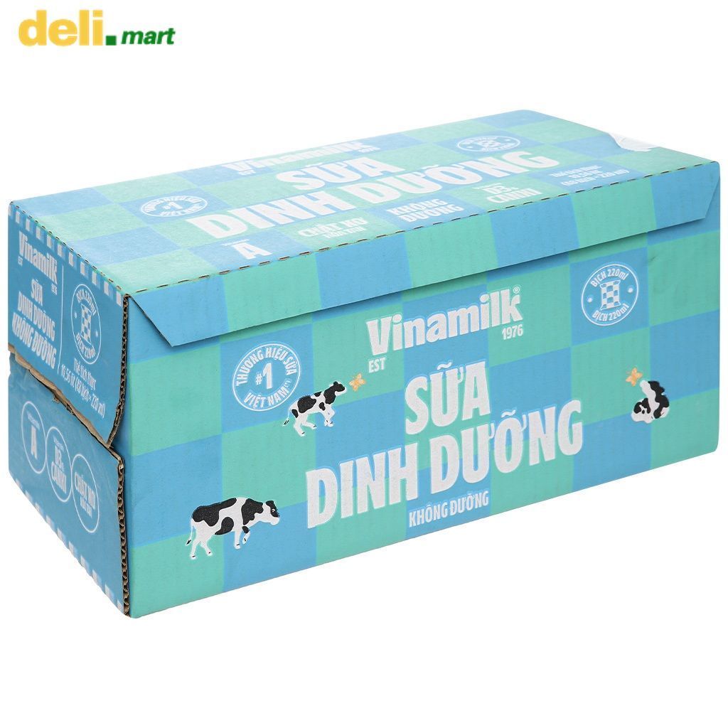 Thùng 48 bịch Sữa dinh dưỡng Vinamilk không đường bịch 220ml