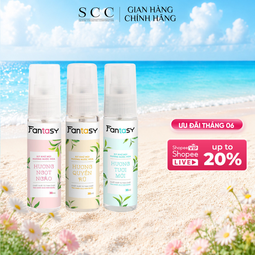 Xịt Khử Mùi Hương Nước Hoa FANTASY Giúp Da Sáng Mịn, Mờ Thâm 30ml