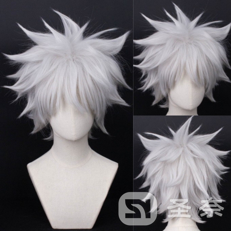 Jecarden Killua Zoldyck Cosplay Tóc Giả Hunter x Hunter Bạc Xám Chịu Nhiệt Tổng Hợp Tóc