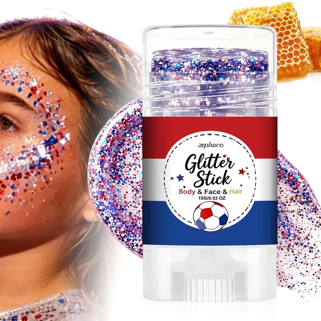 4th of July Glitter Stick Cờ Mỹ 15ml Lấp Lánh 250 Lâu Dài Đỏ Trắng Và Xanh Thân Long Lanh Cho ewoekv