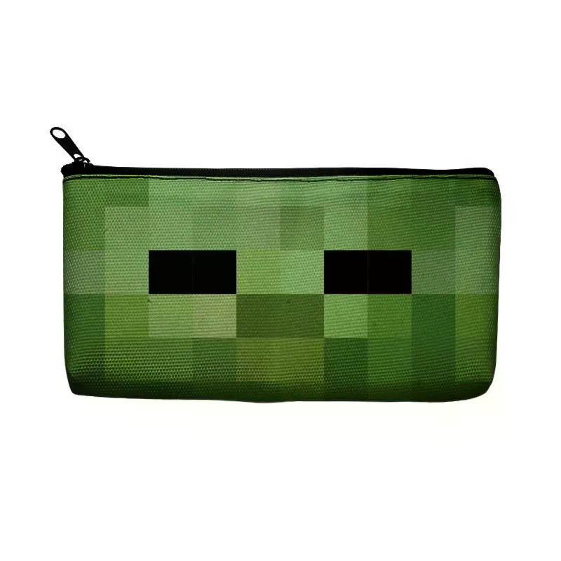 Minecraft Zombie Face Canvas Pencil Case 19 × 10cm Dây Kéo Văn Phòng Phẩm Túi Dành Cho Học Sinh Ngườ
