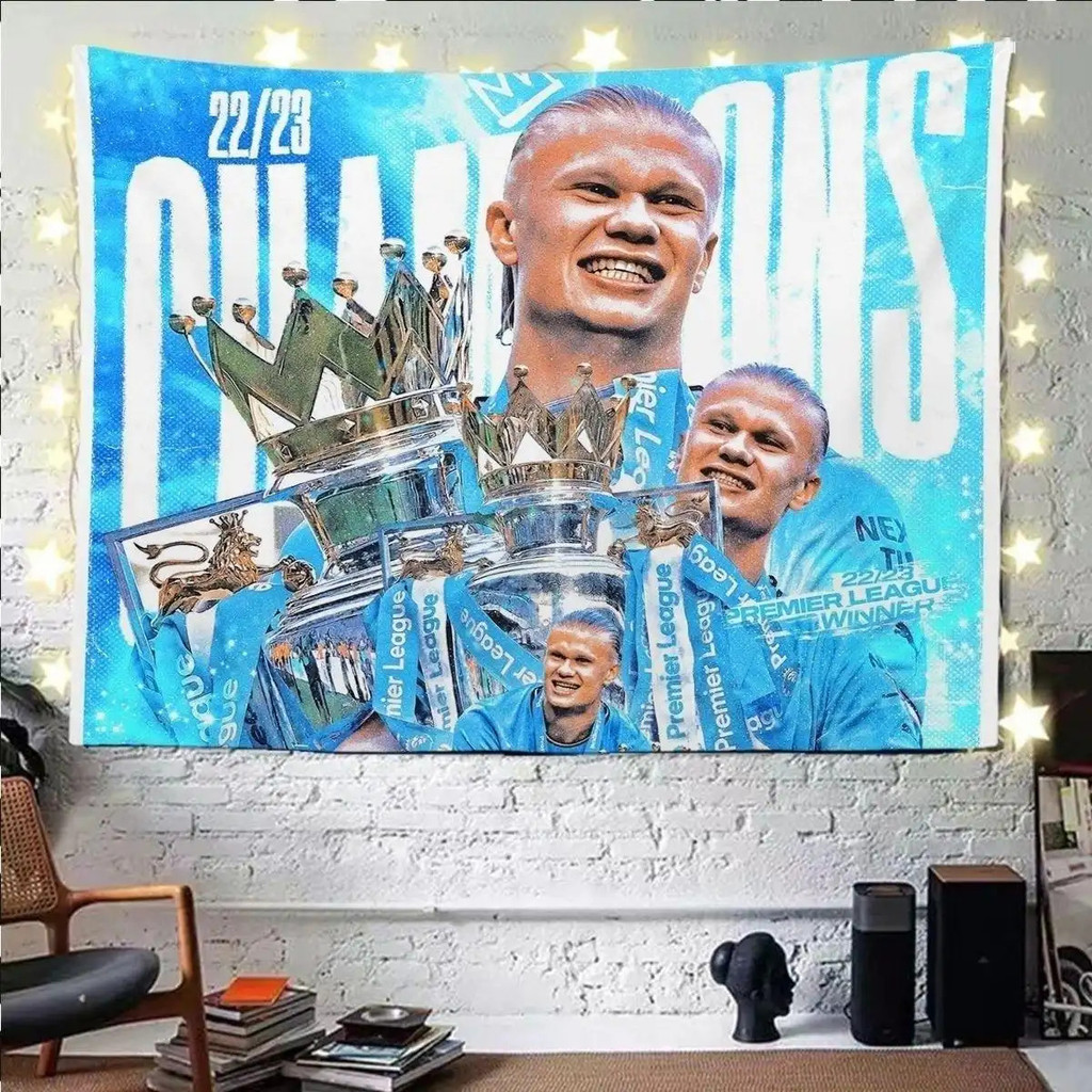 [Gửi từ Thái Lan Giao hàng nhanh] [Giao hàng trực tiếp] Vải nền Poster Haaland Premier League Manche