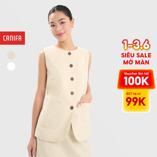 Áo kiểu nữ CANIFA dáng ghile sát nách cài cúc 6TO25S005