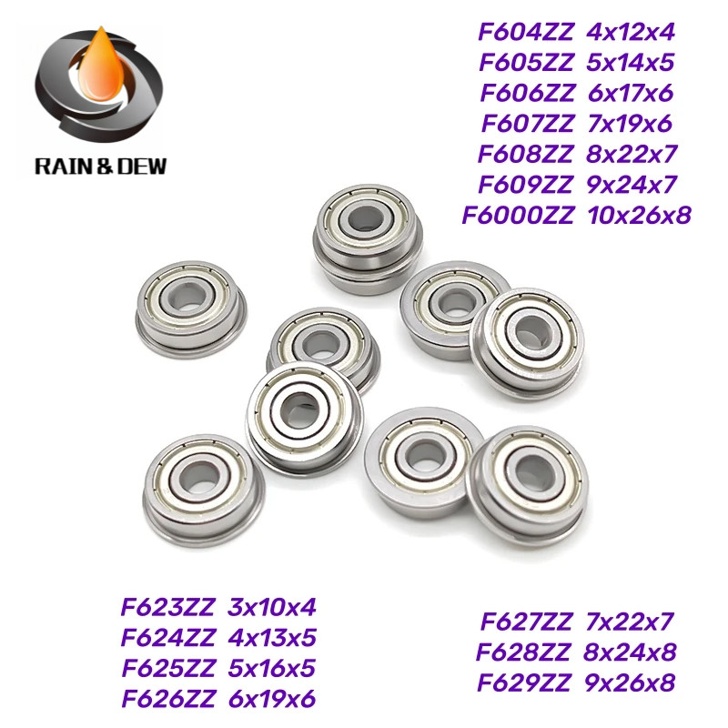 1 CÁI Vòng bi mặt bích F623ZZ F624ZZ F625ZZ F626ZZ F627ZZ F628ZZ F629ZZ Kim loại được bảo vệ ABEC-7 