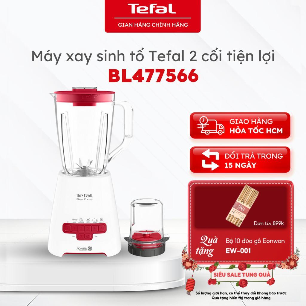 Máy xay sinh tố Tefal BL477566, 1.25L - Dao 6 cánh, xay đá nhuyễn, 2 cối, 5 chế độ| BH 24 tháng