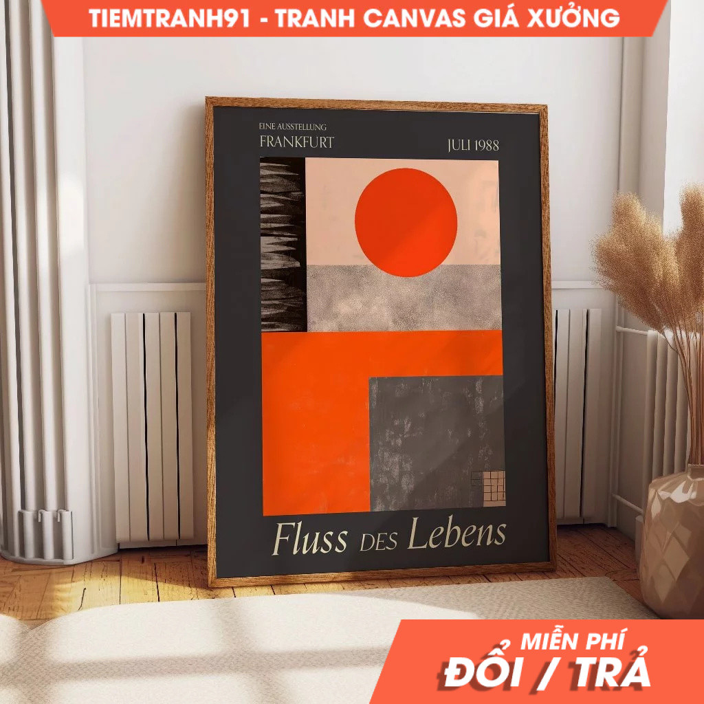 Tranh treo tường, Abstract Orange Retro Wall Art -  Flow of Life Mindfulness Decor - 1988 Frankfurt 