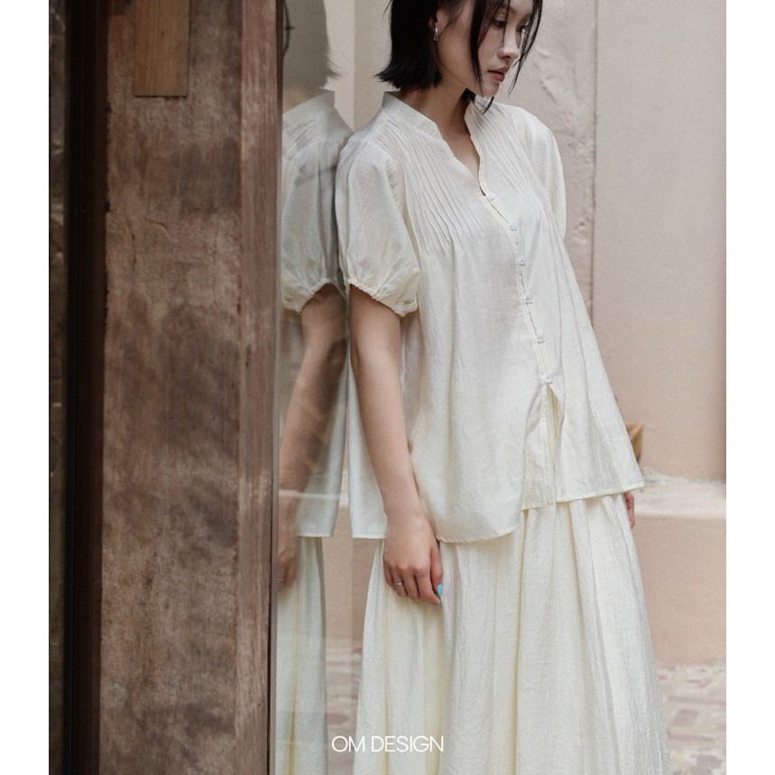 Áo babydoll tay bo ngắn form suông - Elise Blouse (+% phí sàn) - By OM Design
