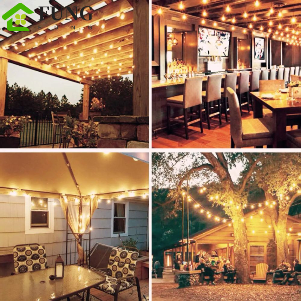 Đèn dây ngoài trời FUNG, Bóng đèn nhựa EU US Plug G40 Đèn dây quả cầu LED, Thiết kế chống vỡ G40 Hìn
