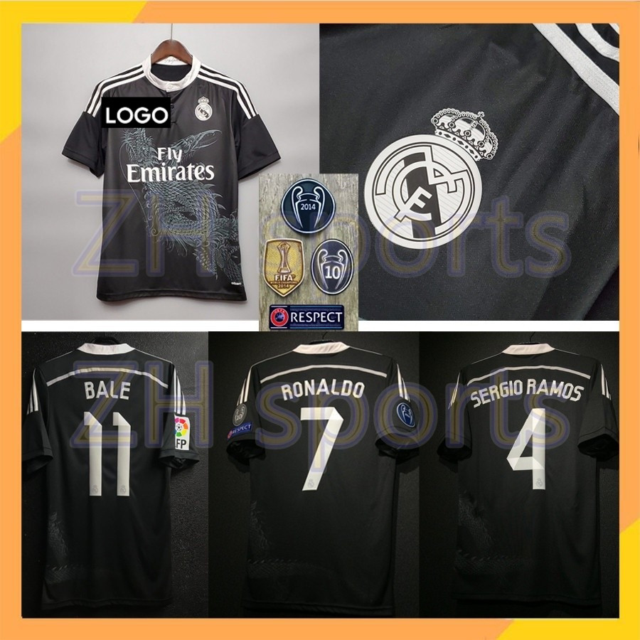 2014 / 2015 Real Madrid thứ ba Áo sân khách Retro Jersey Bóng đá 14 / 15 Áo đấu Real Madrid BELE11 R