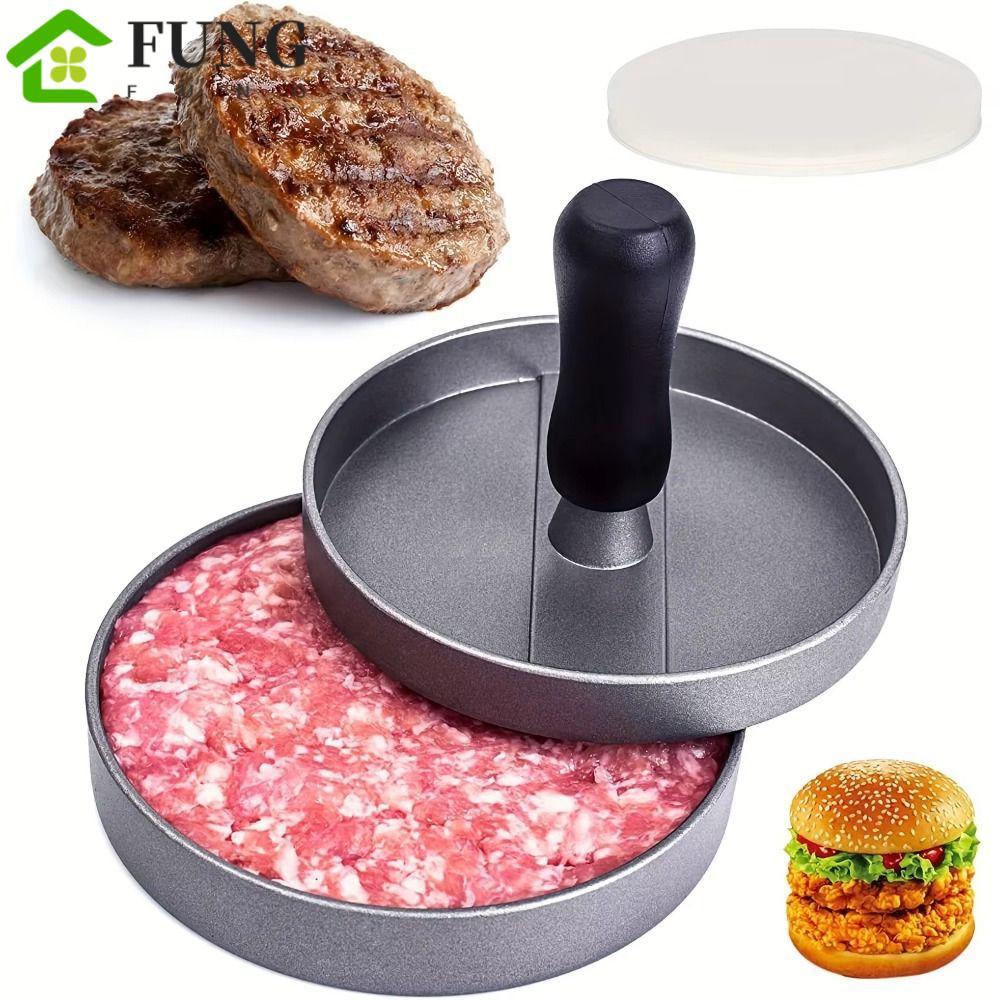 Máy ép thịt Hamburger FUNG, Khuôn Hamburger nhôm chống dính, Tấm Burger cao cấp với 100 Giấy Patty T