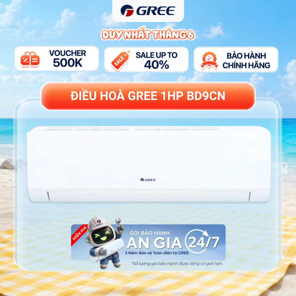 [Lắp Đặt 0Đ_HCM] Máy Lạnh/ Điều Hòa Gree 1 Chiều 1HP BD9CN (Black Diamond) | Bảo Hành Chính Hãng