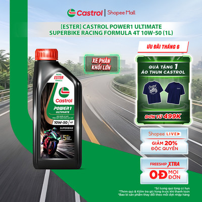 [ESTER] Dầu nhớt xe phân khối lớn Castrol POWER1 ULTIMATE SUPERBIKE RACING FORMULA 4T 10W-50 (1L)