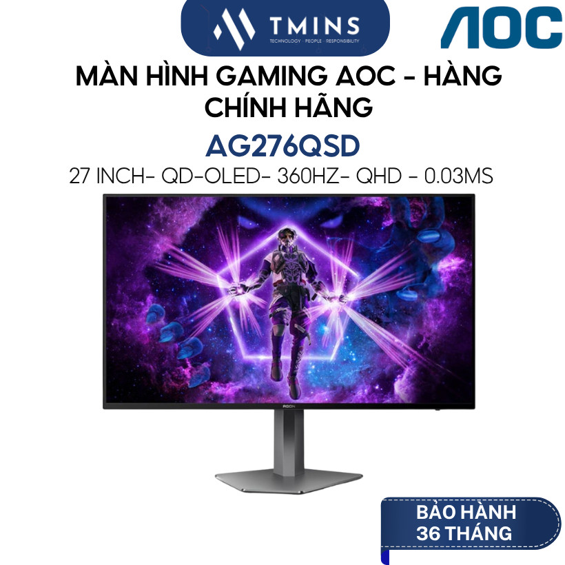 Màn Hình Gaming AOC AG276QSD 27 inch/ QHD/QD-OLED/360hz/0.03ms - Hàng chính hãng