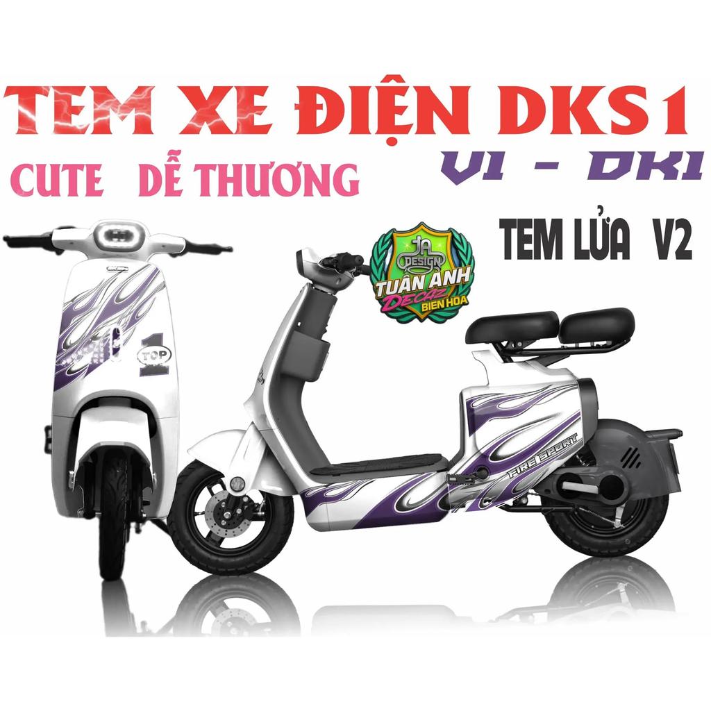 Tem Xe Đạp Điện Dk s1, mẫu tem  LỬA thời trang. cá tính, in sắc nét, tem xe Điện tem xe Dk. MUA TEM 