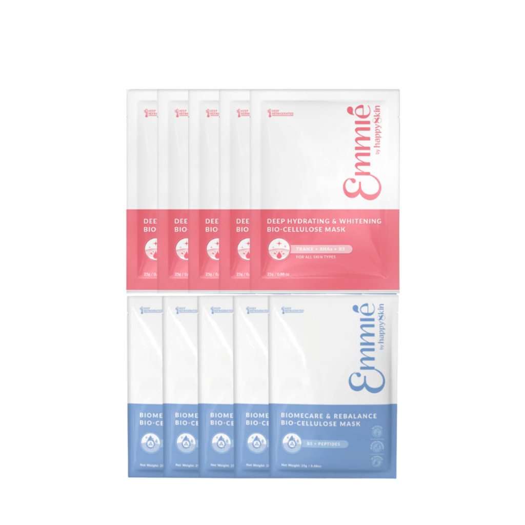 COMBO 10 Miếng Mặt Nạ Emmie Sinh Học Phôi Dừa Bio Cellulose – Emmie by HappySkin (5 mask B5 + 5 mask