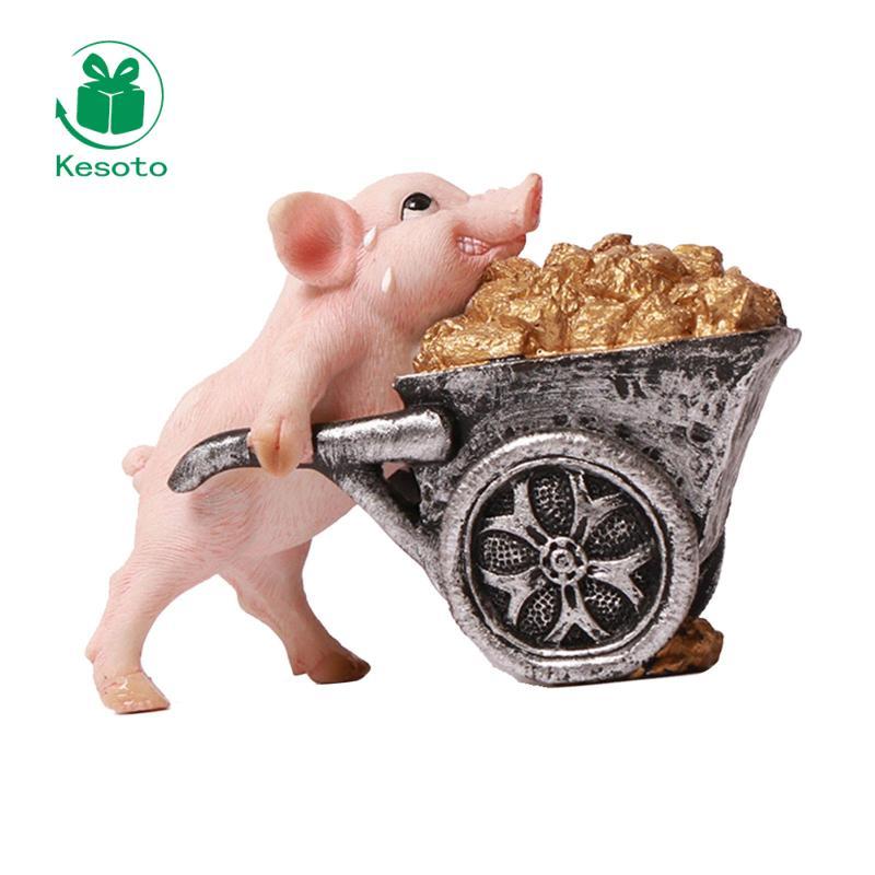 Kesoto Nhựa Lợn Tượng Nhựa Lợn Điêu Khắc Mộc Mạc Tượng Trang Trí Lợn Vườn Tượng Chú Heo Mini Trang T