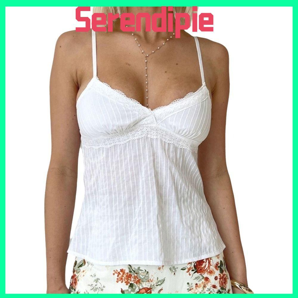 SEENDIPIE Nữ Cami Top, Cổ Chữ V Màu Trơn Tank Top, Thời Trang Slim Fit Spaghetti Dây Đeo Nhẹ Spaghet