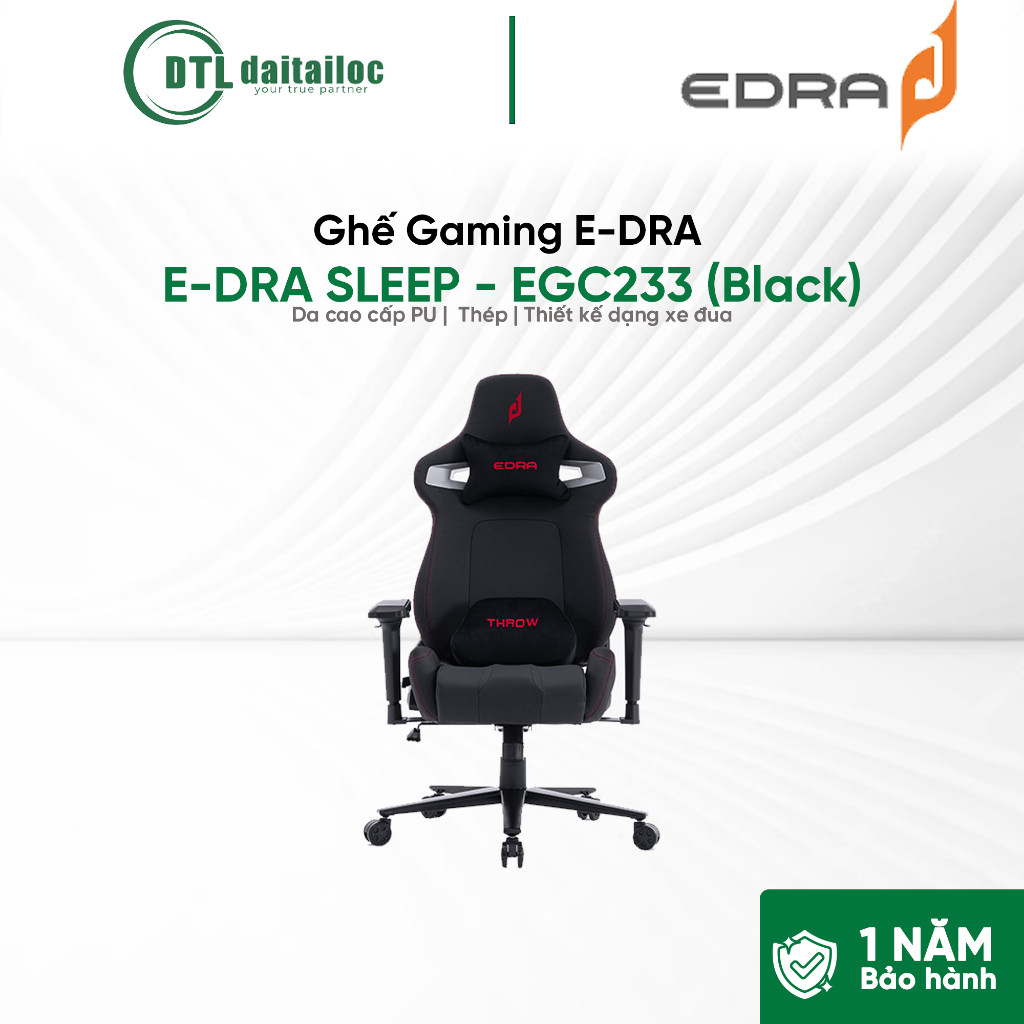Ghế Gaming EDRA EGC235 - Throw (Black) | Chính Hãng | Bảo Hành 12 Tháng
